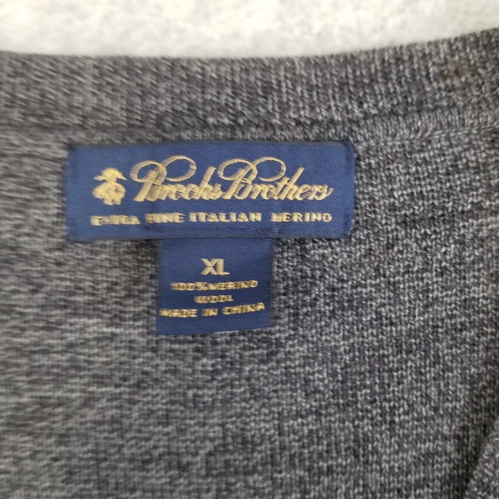 Brooks Brothers Sweater Vest Mens Extra Large Gray Merino Wool Plaid VTG